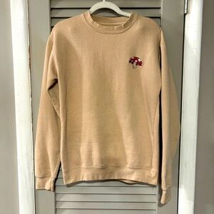 Eighty eight tan mushroom embroidered crew sweatshirt